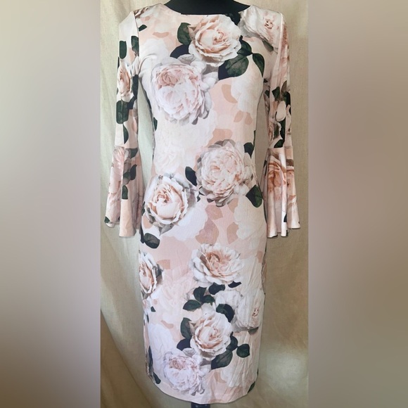 Calvin Klein Dresses & Skirts - Calvin Klein dress floral pink bell sleeves size 2